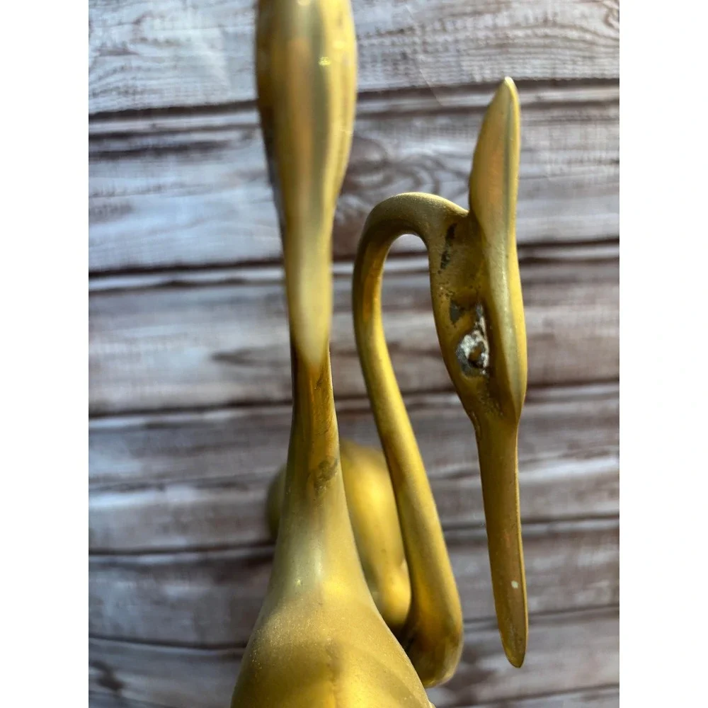 Mid Century Modern Vintage Brass Pair Of Storks Cranes Birds Figurines Statues